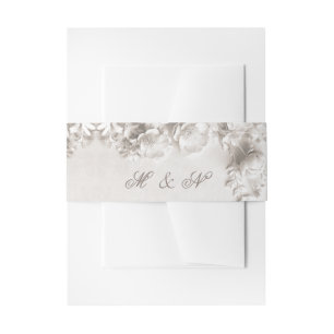 Weiße 3 florale Initialen Hochzeit Einladungsbanderole