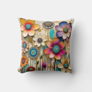 Weiße 3D-Papierschnitt-Blume Kissen