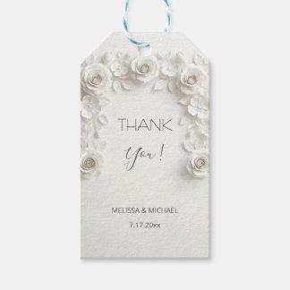 Weiße 3D-Rosen Hochzeit Danke Geschenkanhänger