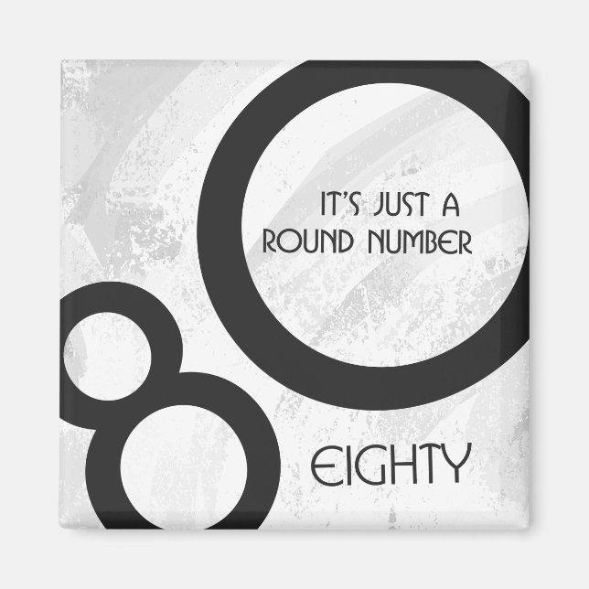 Weiße 80-Jahrzehnte Geburtstag Magnet (Vorne)