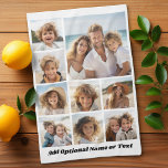 Weiße 9-Foto-Square-Collage mit schwarzem Skript Geschirrtuch<br><div class="desc">Für dieses Design können Sie quadratische oder selbstständige Fotos verwenden. Verwenden Sie acht quadratische Fotos,  um ein einzigartiges und persönliches Geschenk zu schaffen. Wenn Sie die Bilder anpassen müssen,  klicken Sie auf das Werkzeug anpassen,  um Änderungen vorzunehmen.</div>