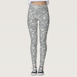 Weiße Abstrakte auf grauen Leggings