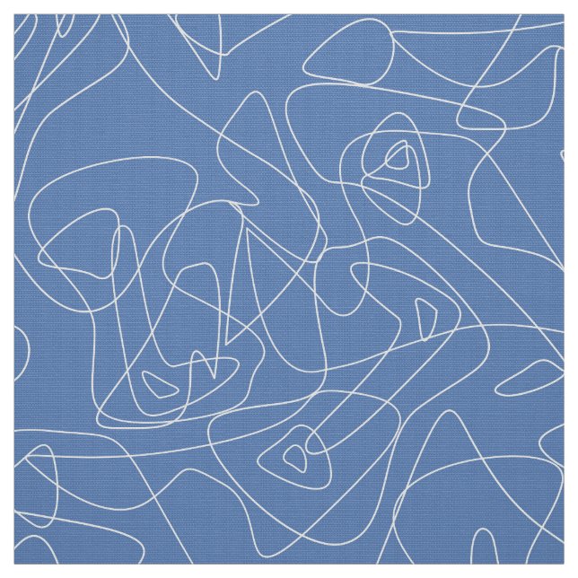 Weiße abstrakte Doodles auf hellblauem Hintergrund Stoff (Muster)