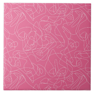 Weiße abstrakte Doodles auf rosa Untergrund Fliese