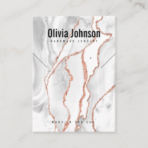 Weiße Achat-Schmuck Ohrhänger Halskette Display Visitenkarte