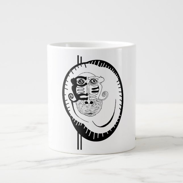 Weiße Affe-Kreis Nazca Linie Spezialitäten-Tasse Jumbo-Tasse (Vorderseite)