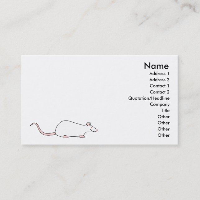 Weiße Albino-Haustier-Ratte Visitenkarte (Vorderseite)