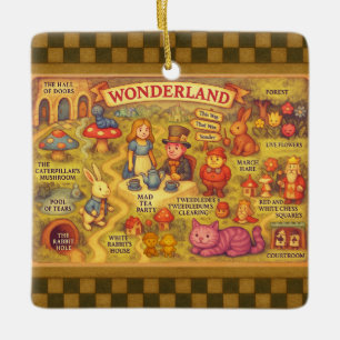 Weiße Alice im Wunderland Keramikornament