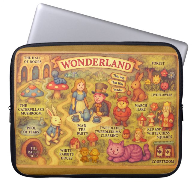 Weiße Alice im Wunderland Laptopschutzhülle (Vorderseite)