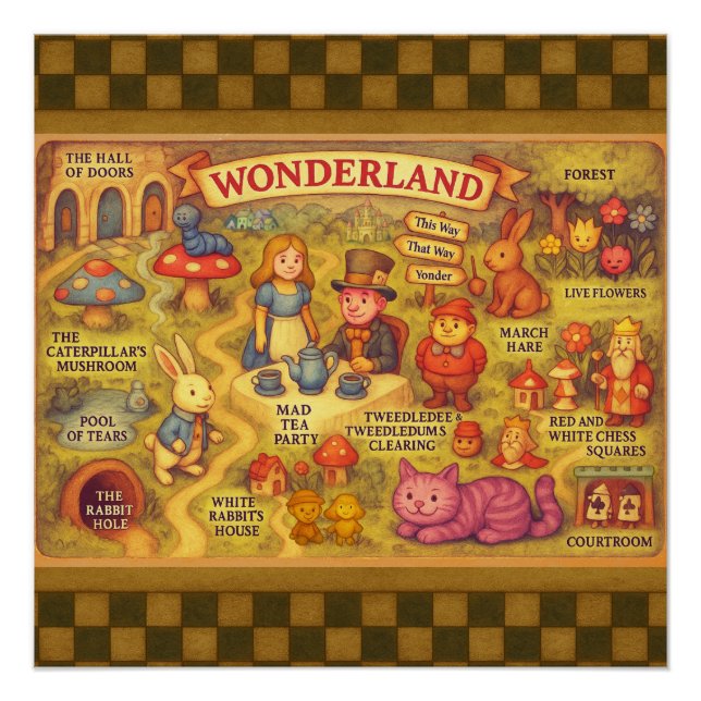 Weiße Alice im Wunderland Poster (Vorderseite)