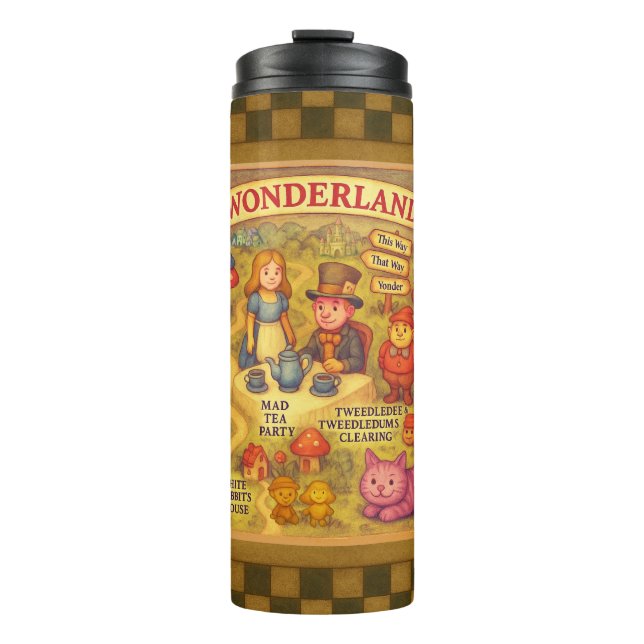 Weiße Alice im Wunderland Thermosbecher (Vorderseite)