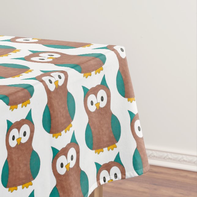 Weiße alte Brown Hoot Bird Animal Print Tischdecke (Beispiel)