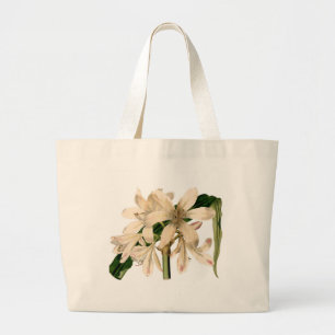Weiße Amaryllis Botanische Printwerbung Jumbo Stoffbeutel