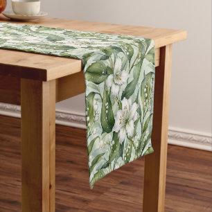Weiße Amaryllis und Snowdrops Wintry Throw Kissen Kurzer Tischläufer