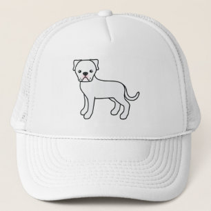 Weiße American Bulldog Cartoon-Hund-Illustration Truckerkappe