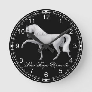Weiße Andalusian-VOR PferdeWanduhr Runde Wanduhr