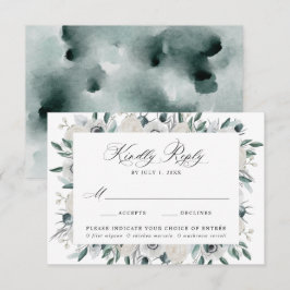Weiße Anemonen und Rose Wahlmenü Hochzeit RSVP