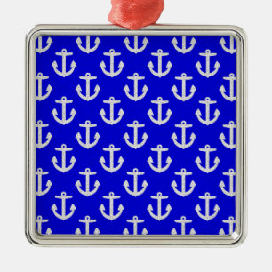 Weiße Anker mit blauem Hintergrund Silbernes Ornament