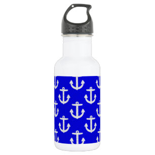 Weiße Anker mit blauem Hintergrund Trinkflasche