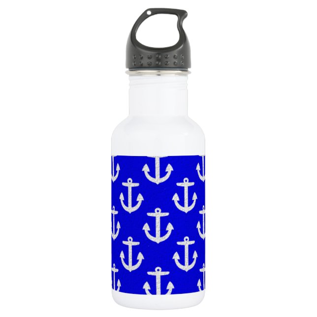 Weiße Anker mit blauem Hintergrund Trinkflasche (Vorderseite)