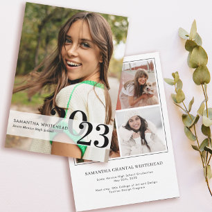 Weiße Ankündigungskarte für das moderne Foto Grad Ankündigung