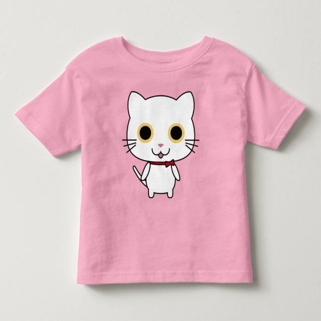 Weiße anthropomorphe Katze Kleinkind T-shirt (Vorderseite)