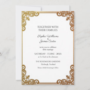 Weiße Antik-Gold-Barock-Hochzeitseinladung Einladung
