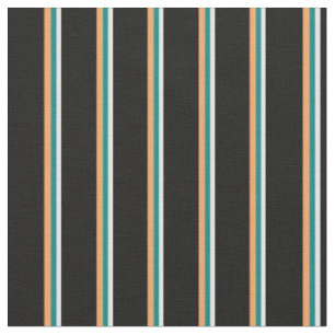 Weiße, Aquamarine, braune und schwarze Linien Stoff