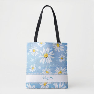 Weiße Aquarell-Gänseblümchen Tasche