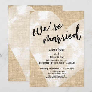 Weiße Aquarell-Herzen Wir sind verheiratet Jute Pa Einladung