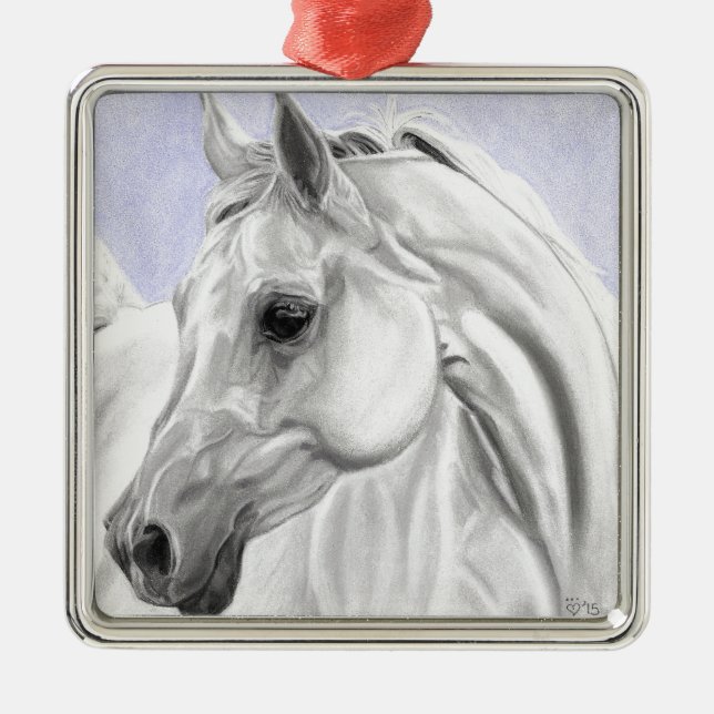 Weiße arabische Pferdevorlagen-Kunst Ornament Aus Metall (Vorne)