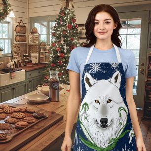 Weiße Arktische Wolf Schneeglöckchen Blumen Schürze