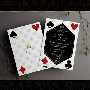 Weiße Art Deco Gatsby Casino Vegas Poker Hochzeit Einladung