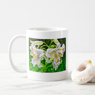Weiße asiatische Lilien-Tasse Kaffeetasse