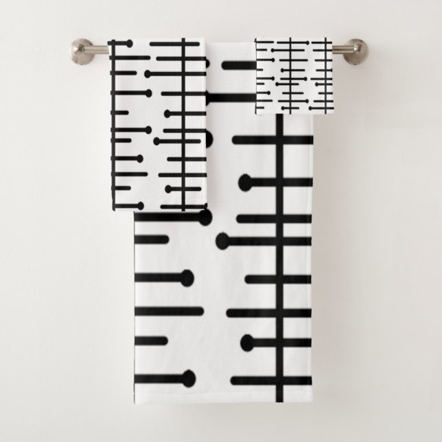 Weiße Atomlinien Badhandtuch Set (Insitu)