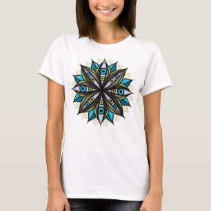 Weiße Augen Mandala Art - Trippy Blume Blue Green T-Shirt