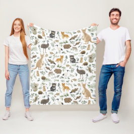 Weiße australische Tiere Grüne Eukalyptus Fleecedecke