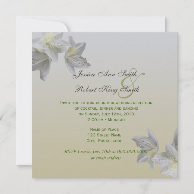 Weiße Azalea Blume Einladungen für Hochzeiten (Vorderseite)