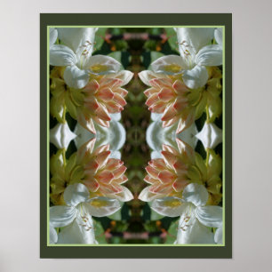 Weiße Azaleenblütenblüte und Knospe Abstract  Poster