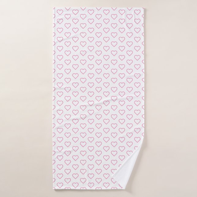 Weiße Badehandtücher mit rosa Herzen - Farben wähl Badehandtuch (Badehandtuch)