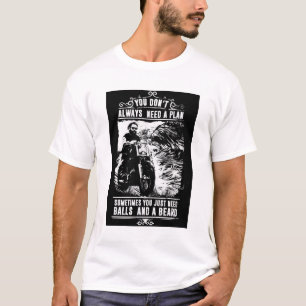 Weiße Bälle und ein Bart-Motorrad Grafisches T-Shi T-Shirt