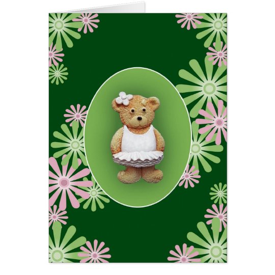 Weiße Ballett-Tänzer-Teddybär-Gruß-Karte Karte