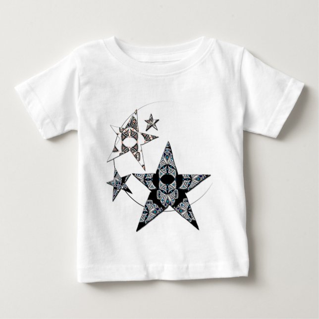 Weiße Barboteure mit Sternen Baby T-shirt (Vorderseite)