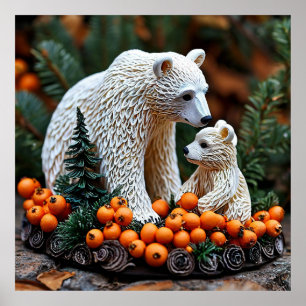 🐻 Weiße Bären-Wandkunst für moderne Wildlife-Deko Poster