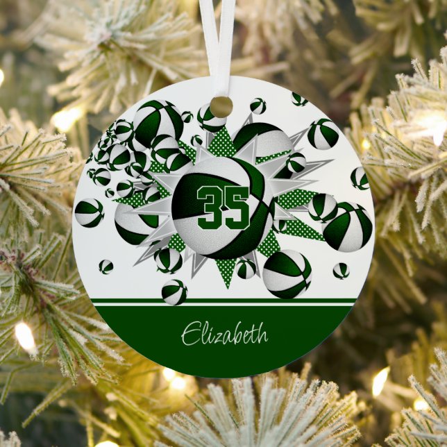 Weiße Basketball-Sterne personalisiert Ornament Aus Metall (InSitu)