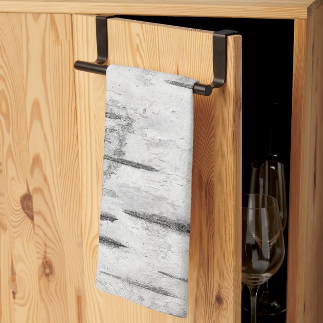 Weiße Bäume Birch Bark Rustikal Geschirrtuch (Drittel gefaltet)