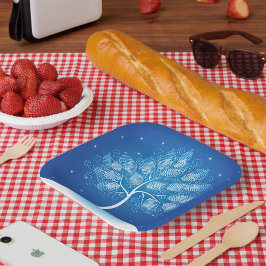 Weiße Bäume im Schnee Pappteller