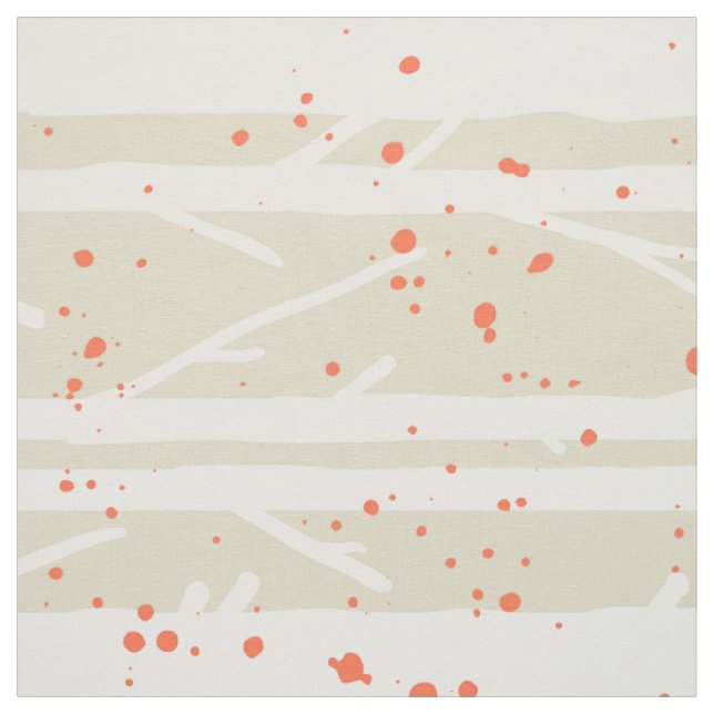 Weiße Bäume und orangefarbene Polka-Punkte Stoff (Muster)