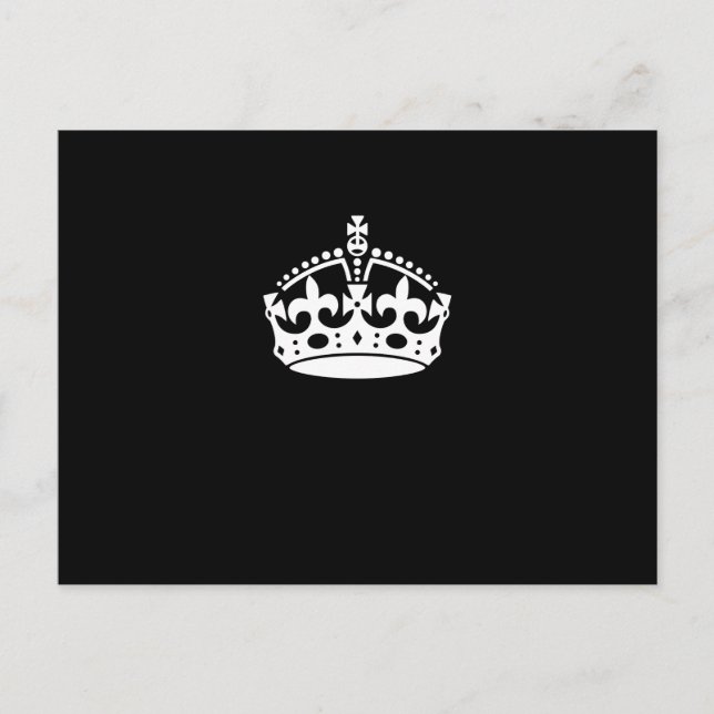 Weiße Behalten, ruhige Krone auf schwarz Postkarte (Vorderseite)