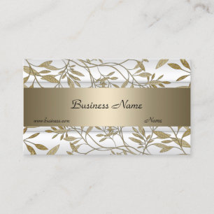 Weiße beige Blumen Elegante Business Card 3 Visitenkarte